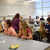 Madison Southern students talk while waiting for Dr. Melissa Dieckmann to begin