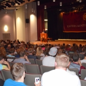 The audience listens to Professor Gates.