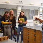 Dr. Derek Bussan talks with a group of Madison Southern students