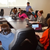 Madison Southern students learning about computational chemistry from Dr. Quan.