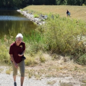 Karen Pratt walks away from Lake Edmiston