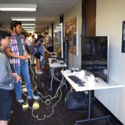 Model Lab students play a computer game in the EKU Gaming Institute