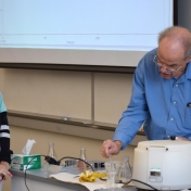 Madison Southern student assists Dr. Brock in preparing a sample.